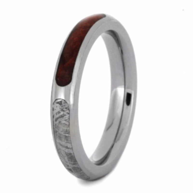 Gibeon Meteorite, Ironwood, Redwood, Green Box Elder 3mm Comfort-Fit Titanium Wedding Band