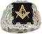 Men's Onyx Rectangle Masonic Ring, Sterling Silver, 12k Green and Rose Gold Black Hills Gold Motif, Size 8.5