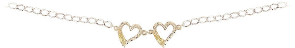 Edge Double Heart Bracelet, Sterling Silver, 12k Green and Rose Gold Black Hills Gold Motif, 7.5"