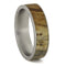 Petrified Wood Inlay 7mm Comfort-Fit Matte Titanium Good Luck Ring