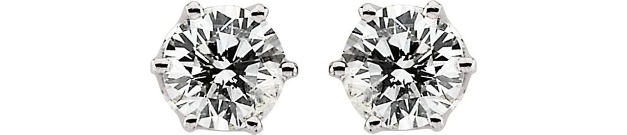 cubic zirconia Stud Earrings, Rhodium-Plated 14k White Gold