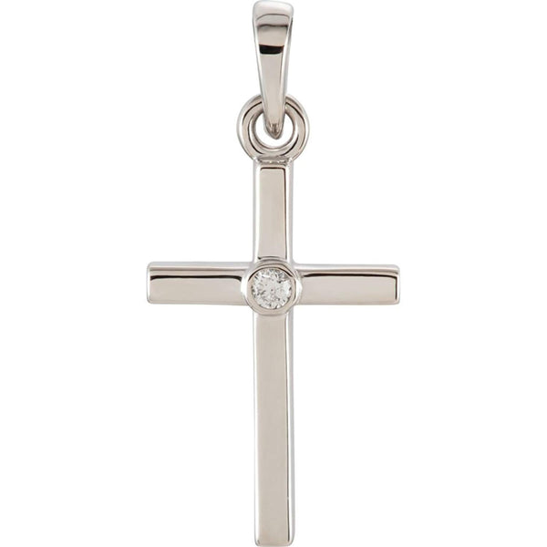 Platinum Diamond Inlay Cross Pendant (.01 Ct, G-H Color, I1 Clarity)