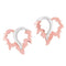 Flame Leaf Stud Earrings, Rhodium Plated Sterling Silver, 10k Rose Gold