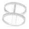 Double Circle Bar CZ Rhodium Plated Sterling Silver Ring