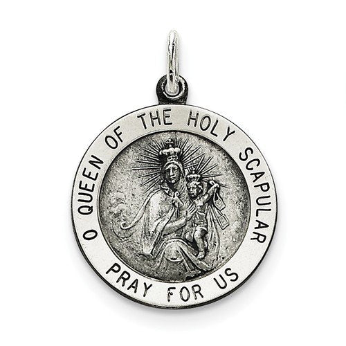 Sterling Silver Queen Of The Holy Scapular Medal (30X20MM)