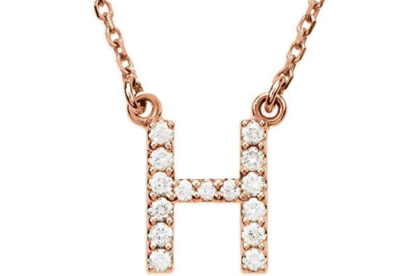 14k Rose Gold Diamond Initial 'H' 1/6 Cttw Necklace, 16" (GH Color, I1 Clarity)
