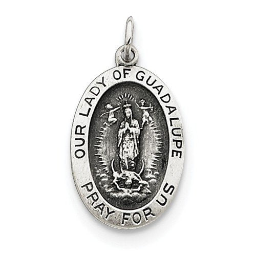 Sterling Silver Our Lady Of Guadalupe Medal (24X13MM)