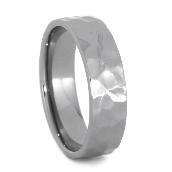 Hammered 7mm Comfort-Fit Brushed Titanium Wedding Band