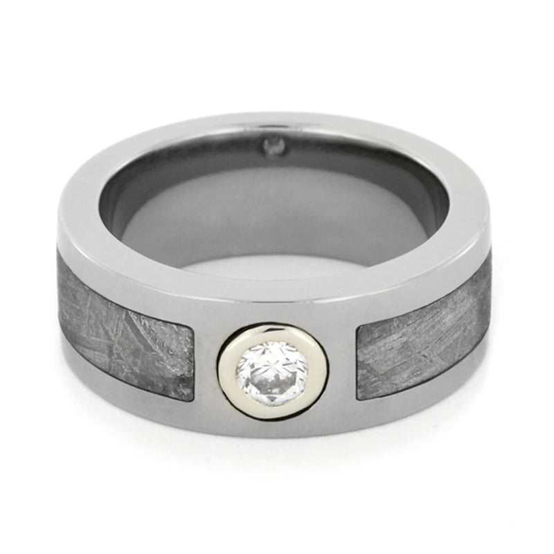 Diamond Gibeon Meteorite 9mm Comfort-Fit Polished Titanium Band