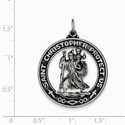 Sterling Silver St. Christopher Medal (38X30MM)