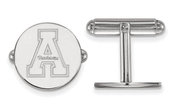 Rhodium-Plated Sterling Silver, Appalachian State University Round Cuff Links, 15MM