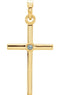 Aquamarine Inlay Cross 14k Yellow Gold Pendant (22.8x11.3MM)