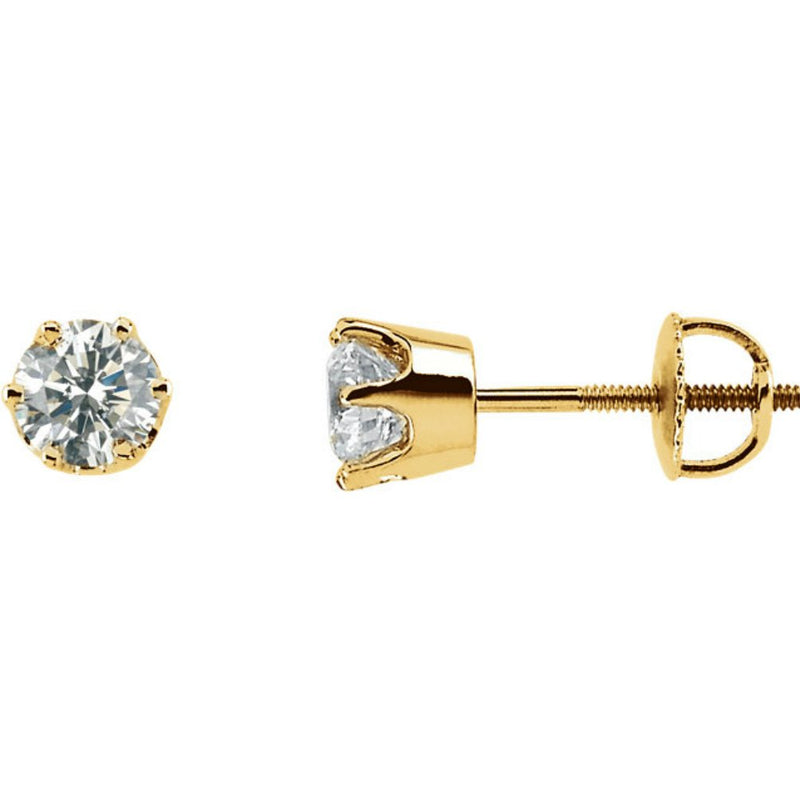 Ave 369 14k Yellow Gold Diamond Stud Earrings ( Color GH, Clarity SI2-SI3)
