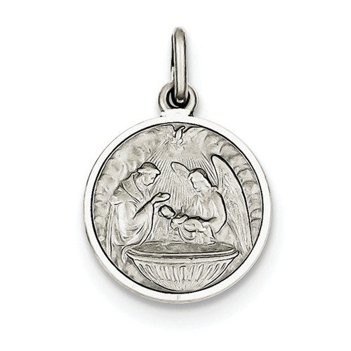 Sterling Silver Antiqued Baptism Medal (20X15MM)