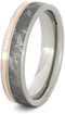 Gibeon Meteorite, 14k Rose Gold 5.5mm Comfort-Fit Titanium Ring, Size 13.5