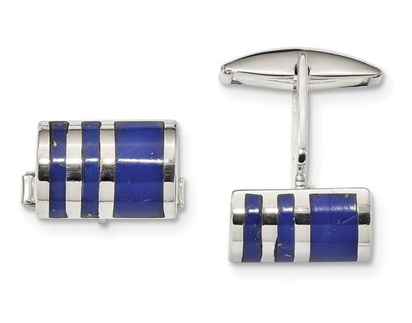 Sterling Silver Lapis Cuff Links, 25.8X16.4MM