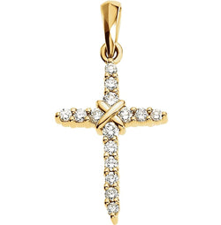 Small Diamond Rope Cross 14k Yellow Gold Pendant (.225 Cttw, GH Color, SI1 Clarity)