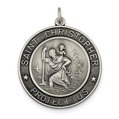 Sterling Silver St. Christopher Medal (41X31MM)