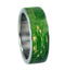 Interchangeable Wood Ring with Peridot Burl Wood Inlay 8 mm Comfort Fit Titanium Band