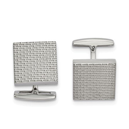 Stainless Steel Polished white Textured Square Cuff Links, 20.48MMX17MM