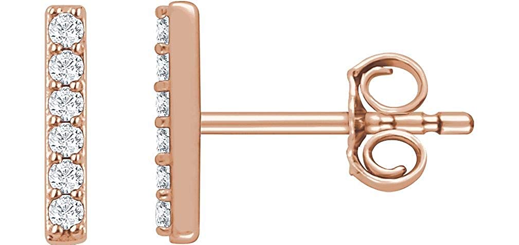 Diamond Vertical Bar Earrings, 14k Rose Gold (1/10 Ctw, Color H+, Clarity I1)