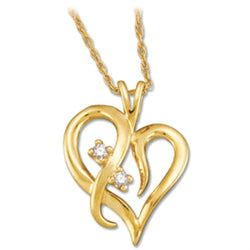 Diamond Heart Pendant 14k Yellow Gold Necklace, 18" (GH Color, I1 Clarity, .03 Cttw)