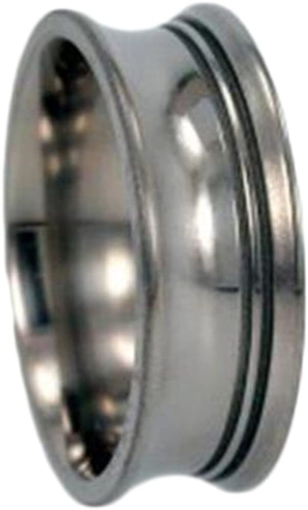 Inverted Grooved 10mm Comfort Fit Titanium Wedding Band, Size 10.75