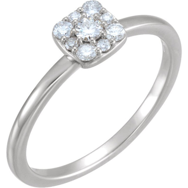Platinum Diamond Stackable Square Cluster Ring (.25 Ctw, G-H Color, SI2-SI3 Clarity), Size 6