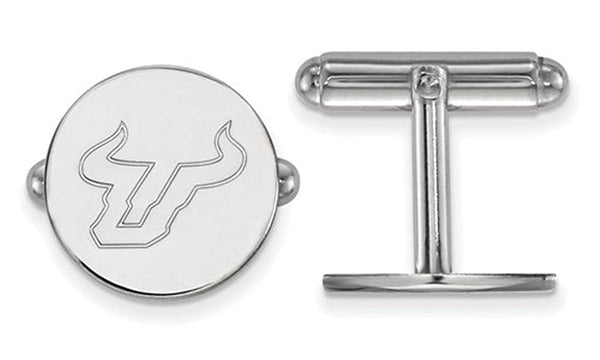 Rhodium-Plated Sterling Silver University Of South Florida Cuff Links, 15MM