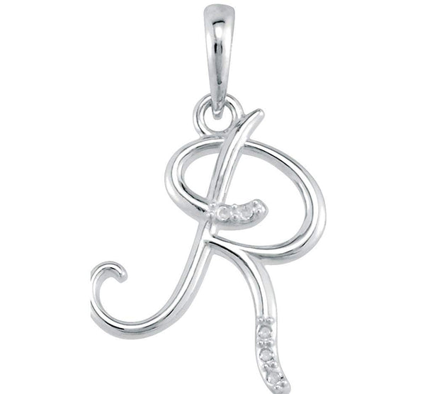 5-Stone Diamond Letter 'R' Initial 14k White Gold Pendant Necklace, 18" (.03 Cttw, GH, I1)