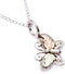 Rhodium-Plate Sterling Silver Butterfly Pendant Necklace, 12k Rose and Green Black Hills Gold