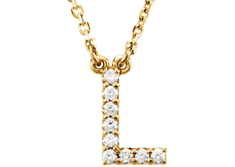 14k Yellow Gold Diamond Initial 'L' 1/10 Cttw Necklace, 16" (GH Color, I1 Clarity)