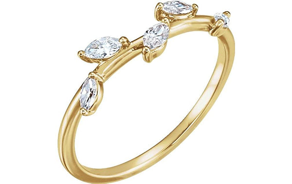 Petite Diamond Leaf Ring, 14k Yellow Gold (1/3 Ctw, Color GHI, Clarity, Size 9