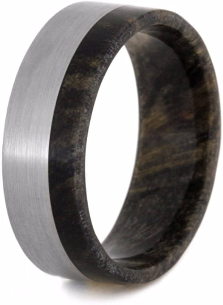 Buckeye Burl 8mm Comfort-Fit Brushed Titanium Wedding Band