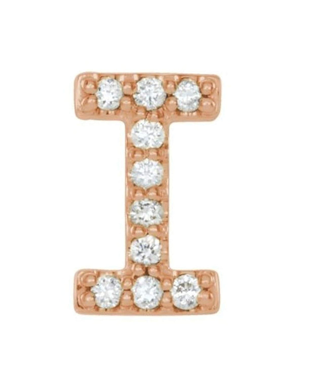 14k Rose Gold Diamond Letter 'I' Initial Stud Earring (Single Earring) (.04 Ctw, GH Color, I1 Clarity)