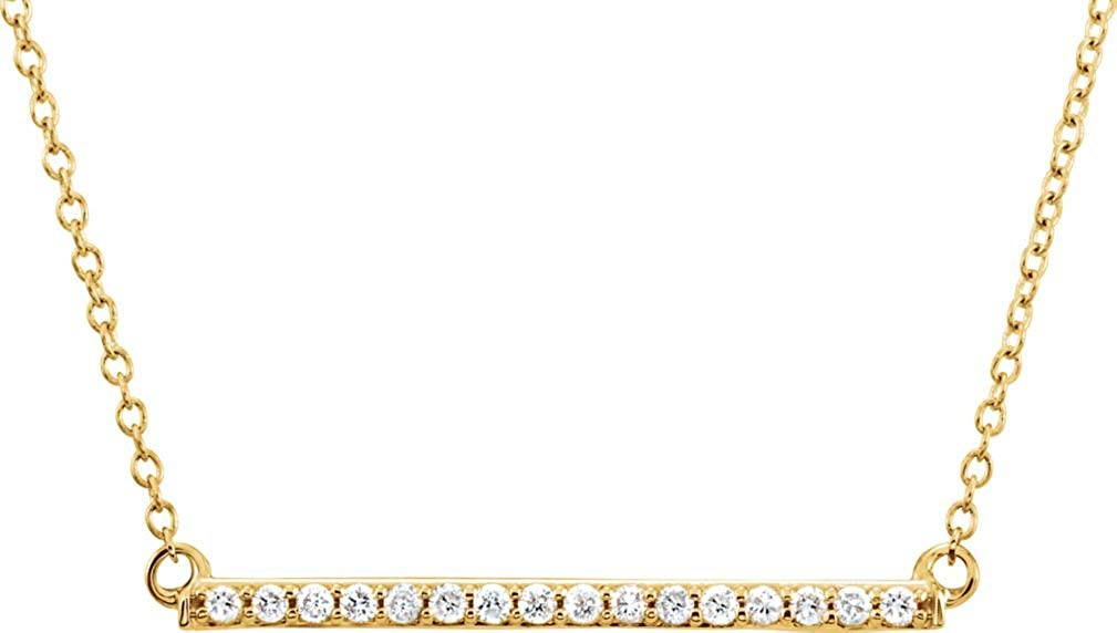 16-Stone Diamond Bar 14k Yellow Gold Pendant Necklace, 18" (.16 Cttw, H+ Color, I2 Clarity)