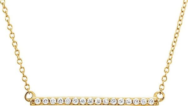 The Men's Jewelry Store (for HER) 16-Stone Diamond Bar 14k Yellow Gold Pendant Necklace, 18" (.16 Cttw, H+ Color, I2 Clarity)