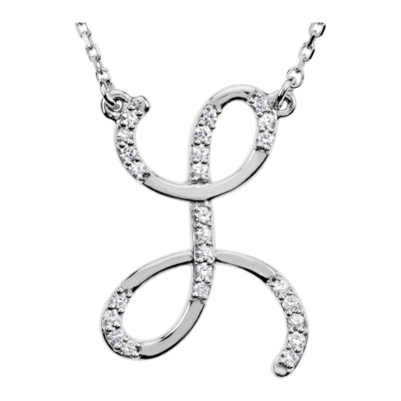 Diamond Initial 'L' Sterling Silver Pendant Necklace, 16.00" (.125 Cttw, GH Color, I1 Clarity)