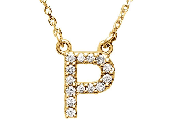 14k Yellow Gold Diamond Initial 'P' 1/6 Cttw Necklace, 16" (GH Color, I1 Clarity)