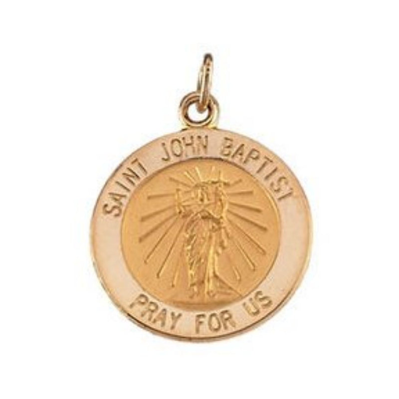 14k Yellow Gold Round St. John the Baptist Medal (15 X 15 MM)