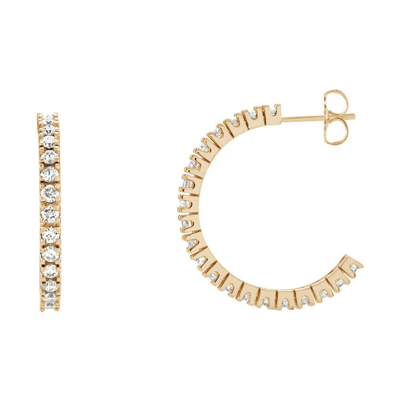 Diamond Hoop Earrings,14k Yellow Gold (2 Ctw, Color G-H, Clarity I1)