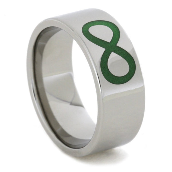 Glow in the Dark Infinity Symbol 8mm Comfort-Fit Titanium Ring