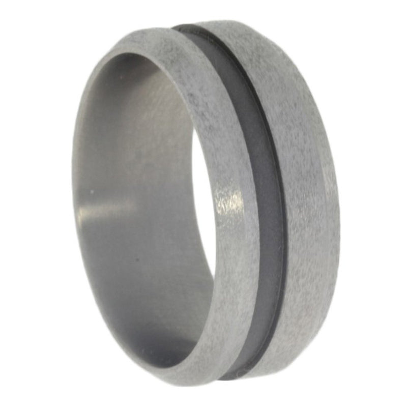 Charcoal 8mm Comfort Fit Frost FinishedTitanium Wedding Band, Size 10
