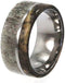 Deer Antler, Buckeye Burl 11mm Comfort Fit Titanium Wedding Band, Size 12.25