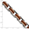 Men's Stainless Steel 9mm Black and Orange Polyurethane Link Bracelet, 8.75 Inches