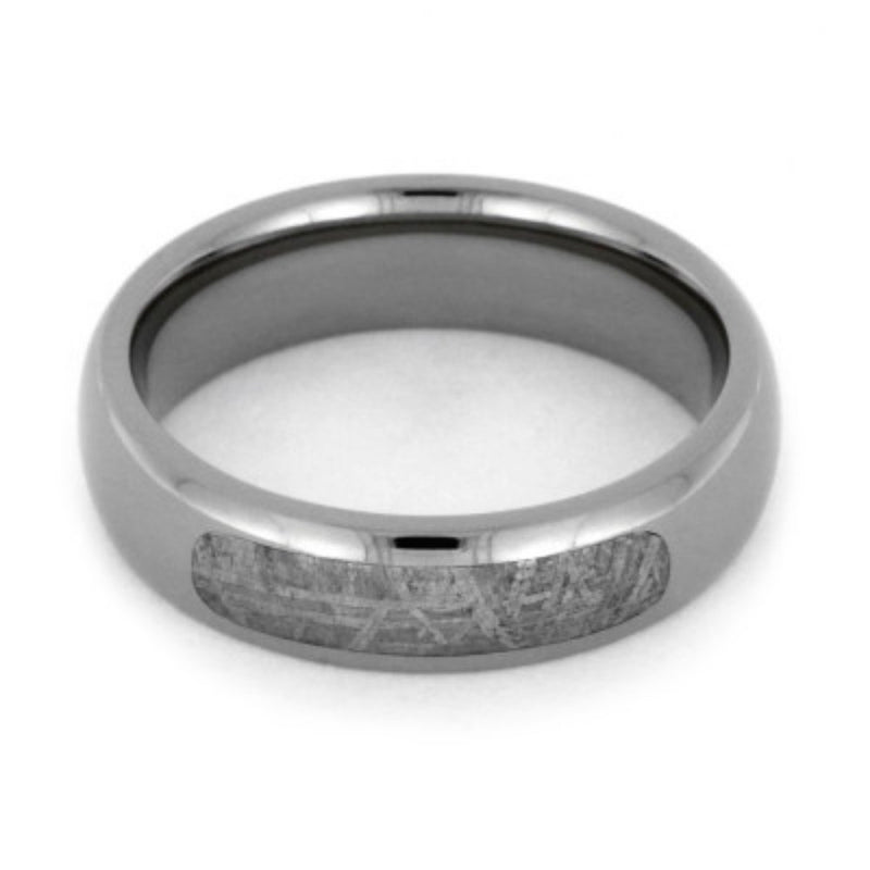 Dome Titanium 5mm Comfort-Fit Titanium Wedding Band with Meteority Inlay