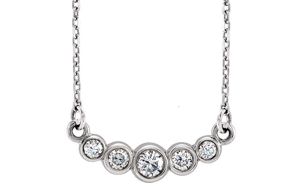 Platinum Graduated Bezel Set Diamond Necklace, 16-18" (1/5 Ctw, Color G-H, Clarity SI2-SI3)