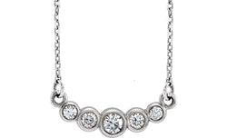 Graduated Bezel Set Diamond Necklace in Rhodium-Plated 14k White Gold, 16-18" (1/5 Ctw, Color G-H, Clarity I1)