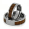 Inlaid Ironwood Comfort-Fit His and Hers Titanium Wedding Band Set, M10-F4