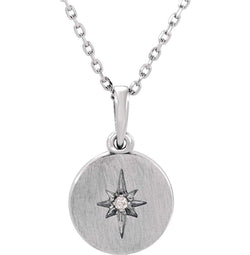 Diamond Starburst Necklace in Rhodium-Plated 14k White Gold, 16-18" (.08 Ctw, Color G-H, Clarity I1)
